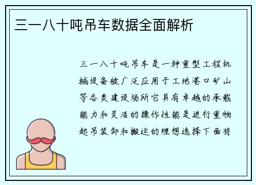 三一八十吨吊车数据全面解析