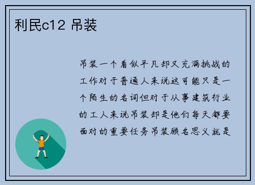 利民c12 吊装